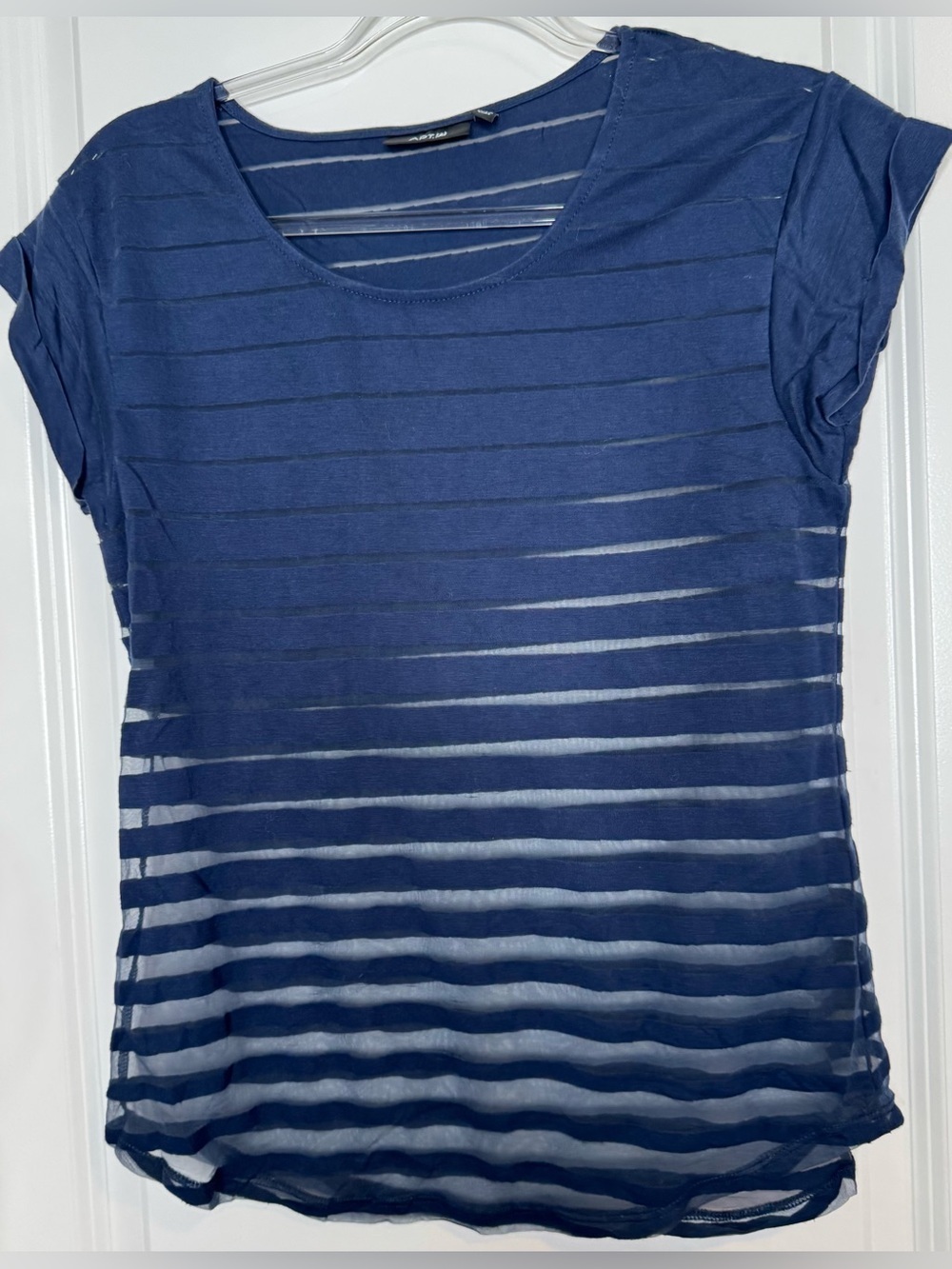 Apt. 9 Sheer Stripe Short-Sleeve Top size xs stretch